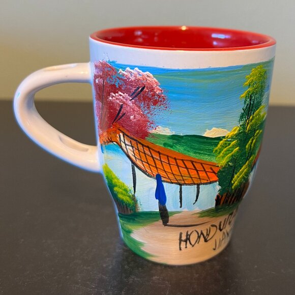 Hand Painted Honduras Central America Souvenir Ceramic Mug ~ Artist Signed - Picture 2 of 13